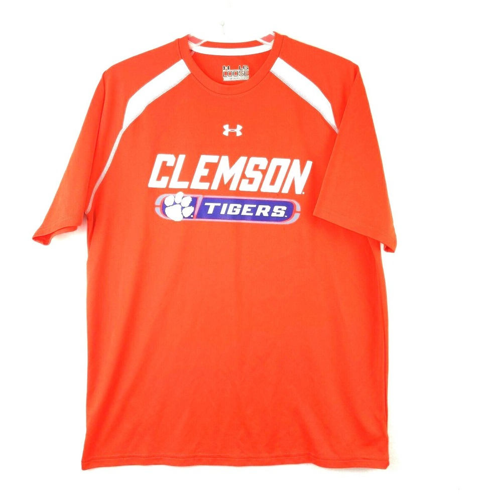 Under Armour Clemson Tigers Large Heat Gear Loose Fit Tee Shirt Size L